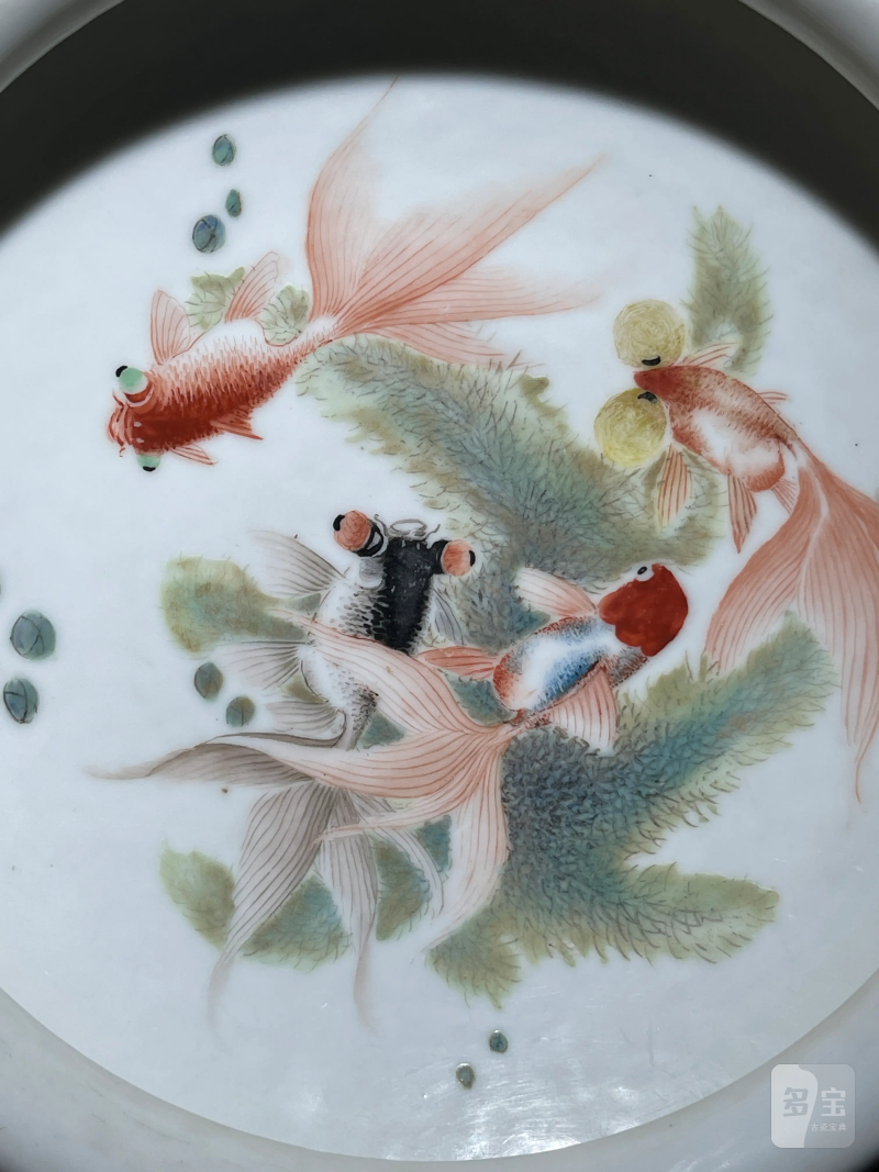 50年代 时幻影画鱼藻纹笔洗 - 图3